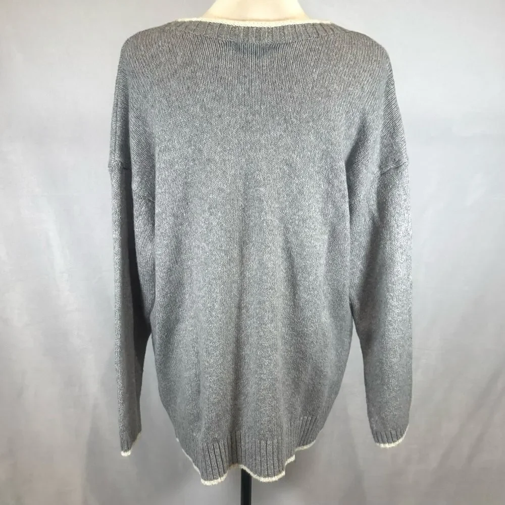 J.Jill gray and white snowflake pattern sweater size medium - Picture 7 of 10